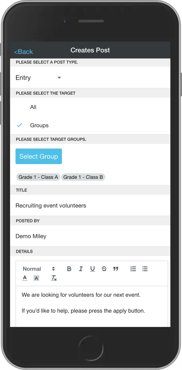 Recruitment create screen 1