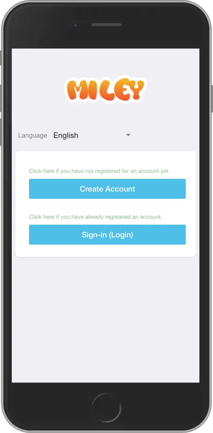 Account registration - initial screen