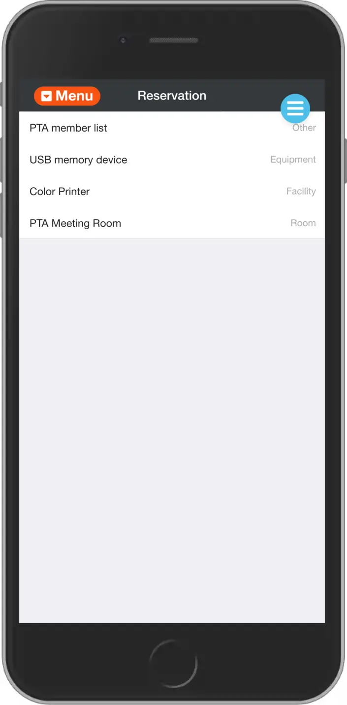 Reservation - Top screen