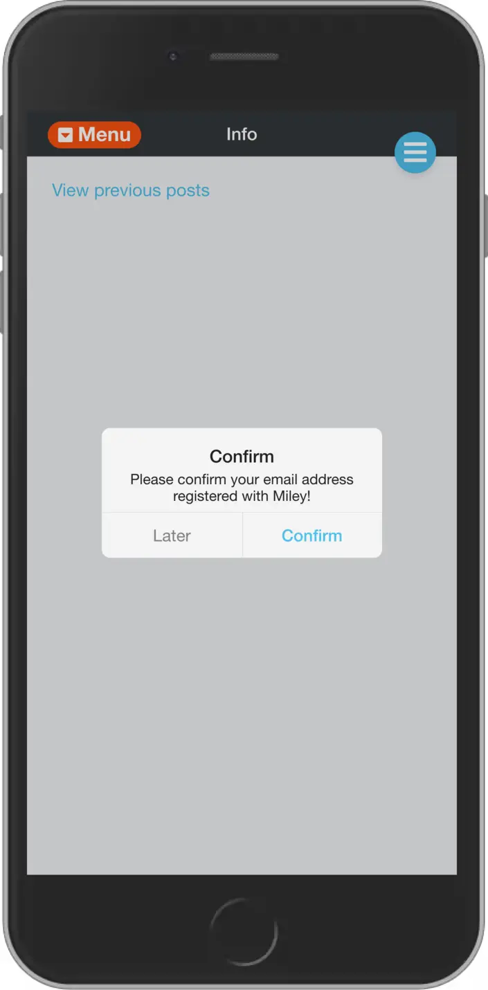 Email confirmation reminderdialog