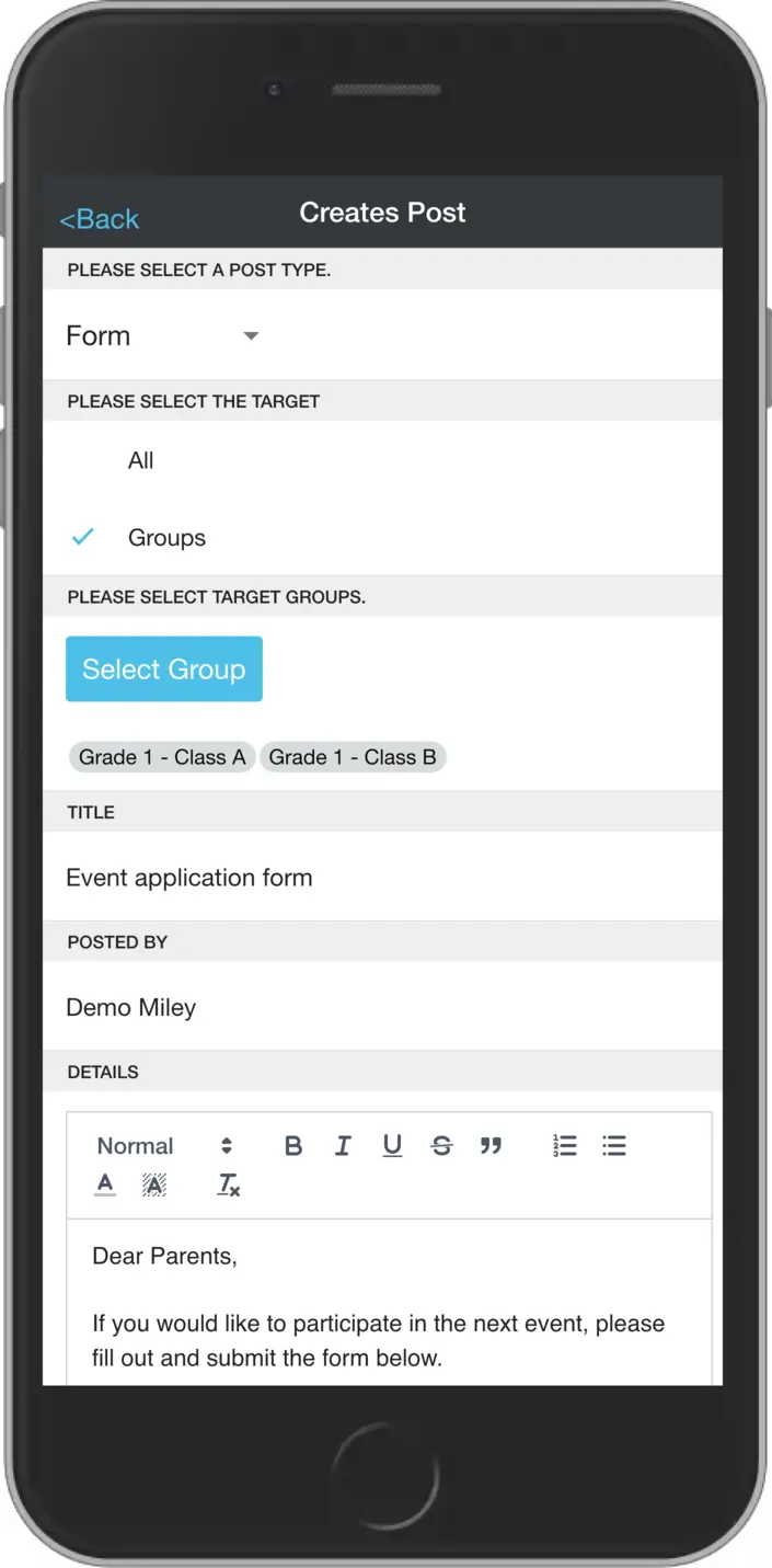 Form create screen 1